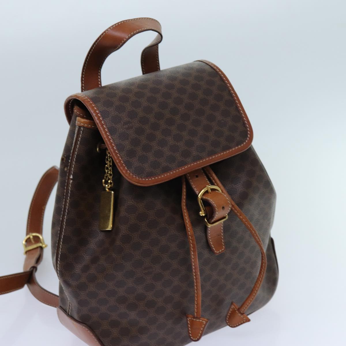 CELINE Macadam Canvas Backpack PVC Brown Auth 71885