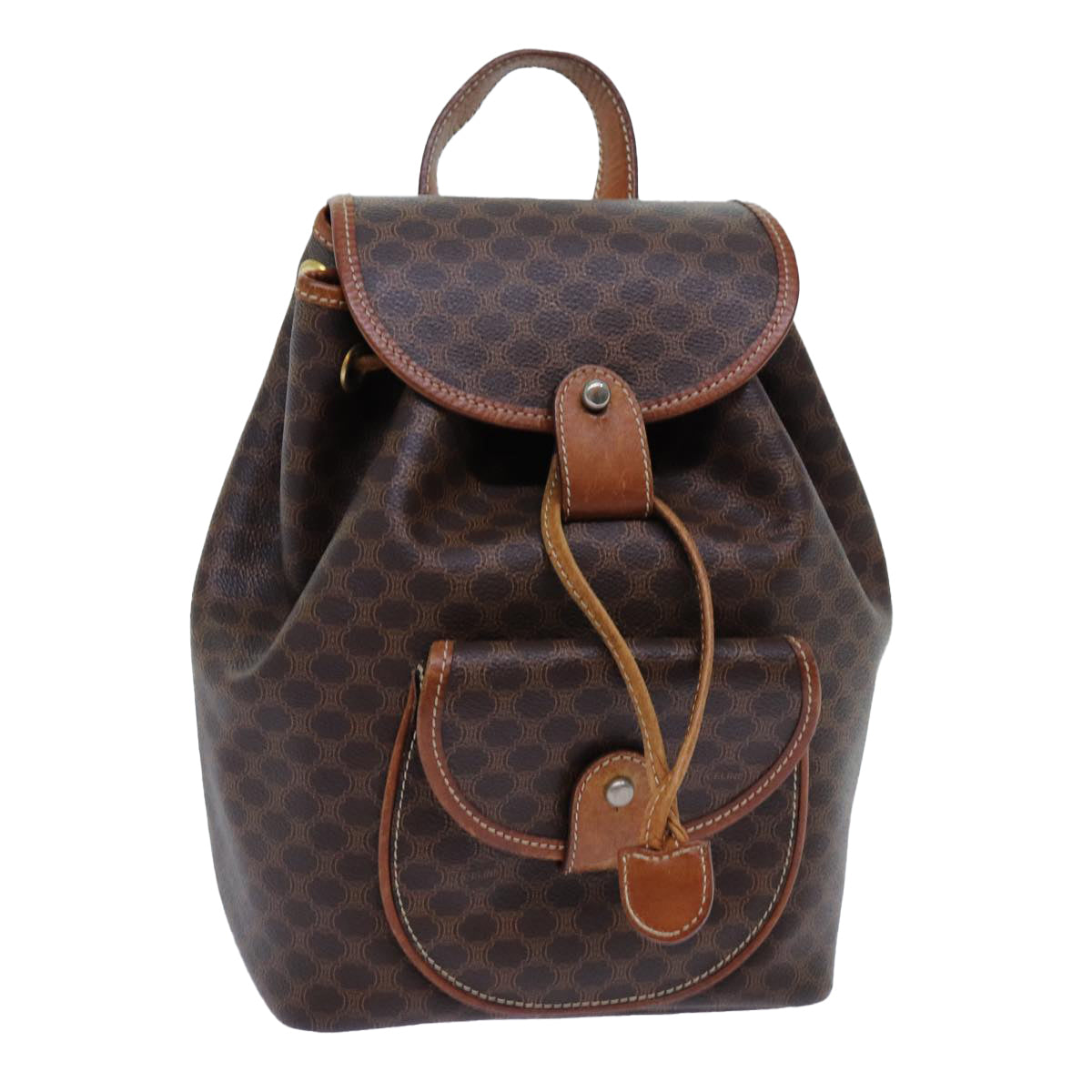 CELINE Macadam Canvas Backpack PVC Brown Auth 71899