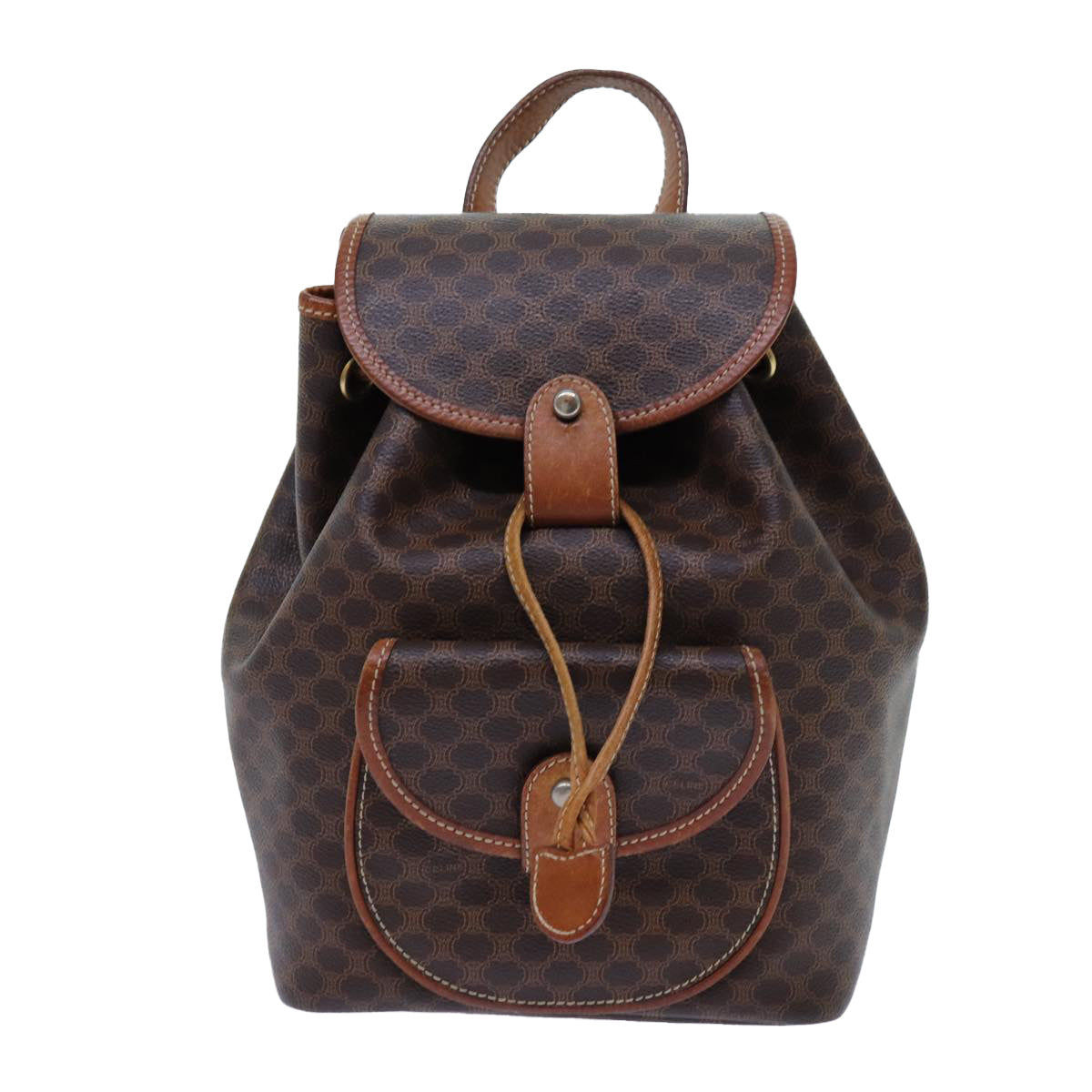 CELINE Macadam Canvas Backpack PVC Brown Auth 71899