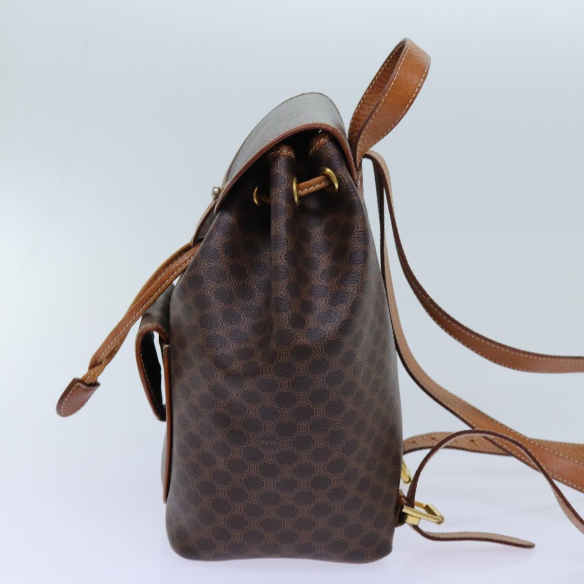 CELINE Macadam Canvas Backpack PVC Brown Auth 71899