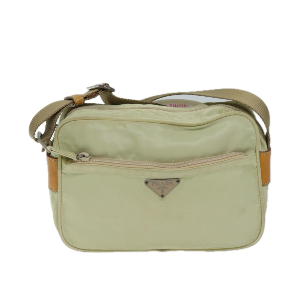 PRADA Shoulder Bag Nylon Cream Auth 71903