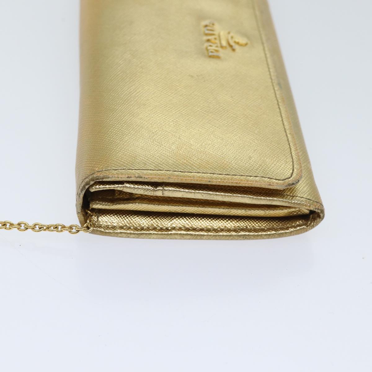 PRADA Safiano leather Long Wallet Gold Tone Auth 72010