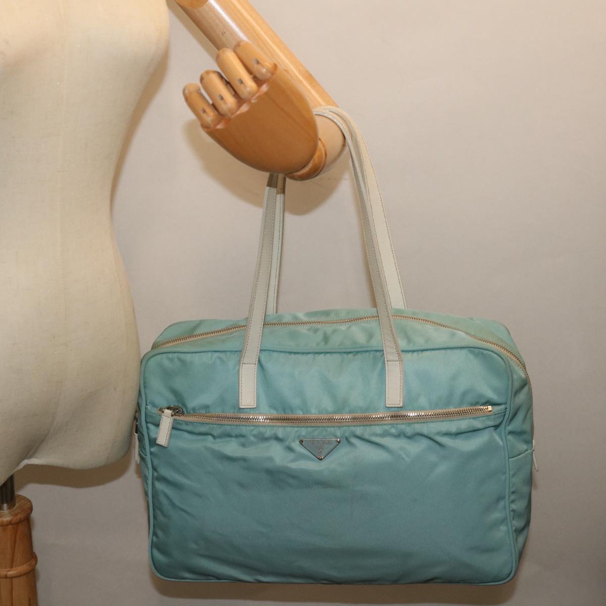 PRADA Shoulder Bag Nylon Light Blue Auth 72016