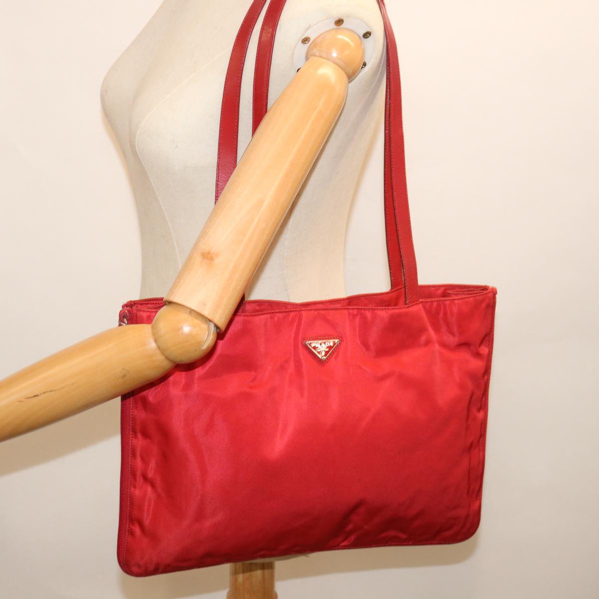 PRADA Shoulder Bag Nylon Red Auth 72021