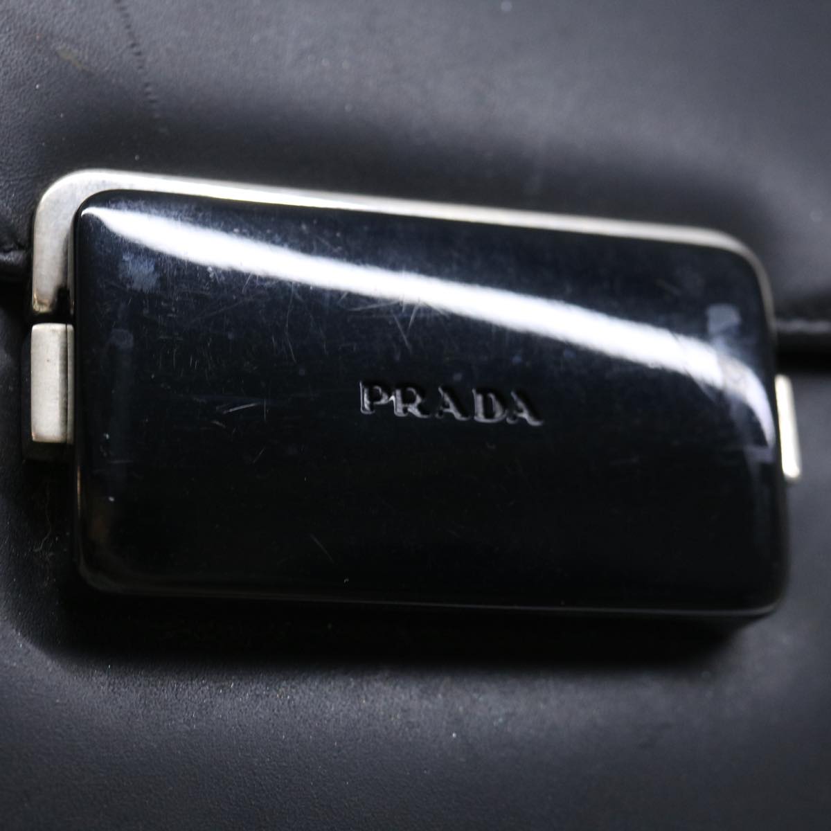 PRADA Shoulder Bag Leather Black Auth 72022