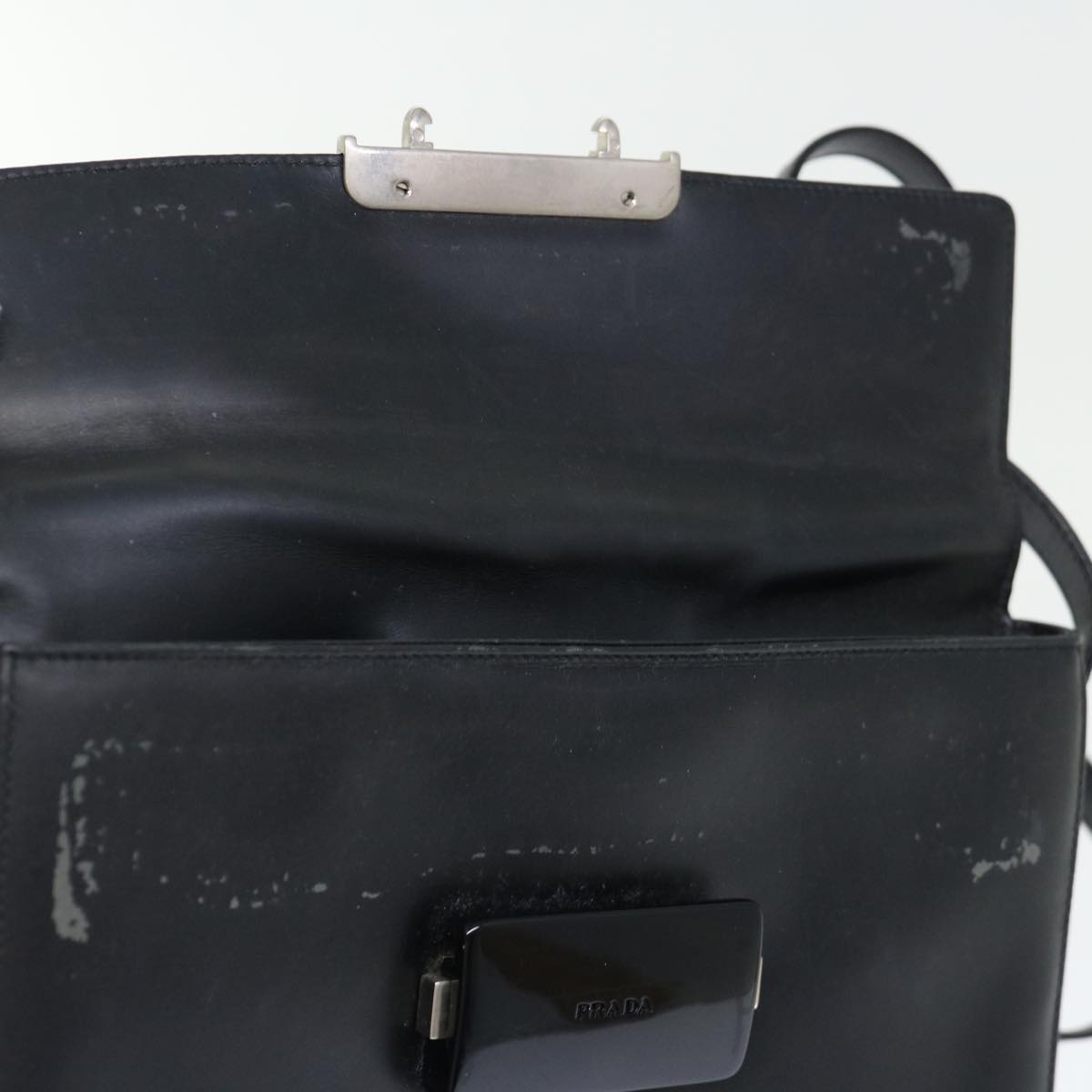 PRADA Shoulder Bag Leather Black Auth 72022