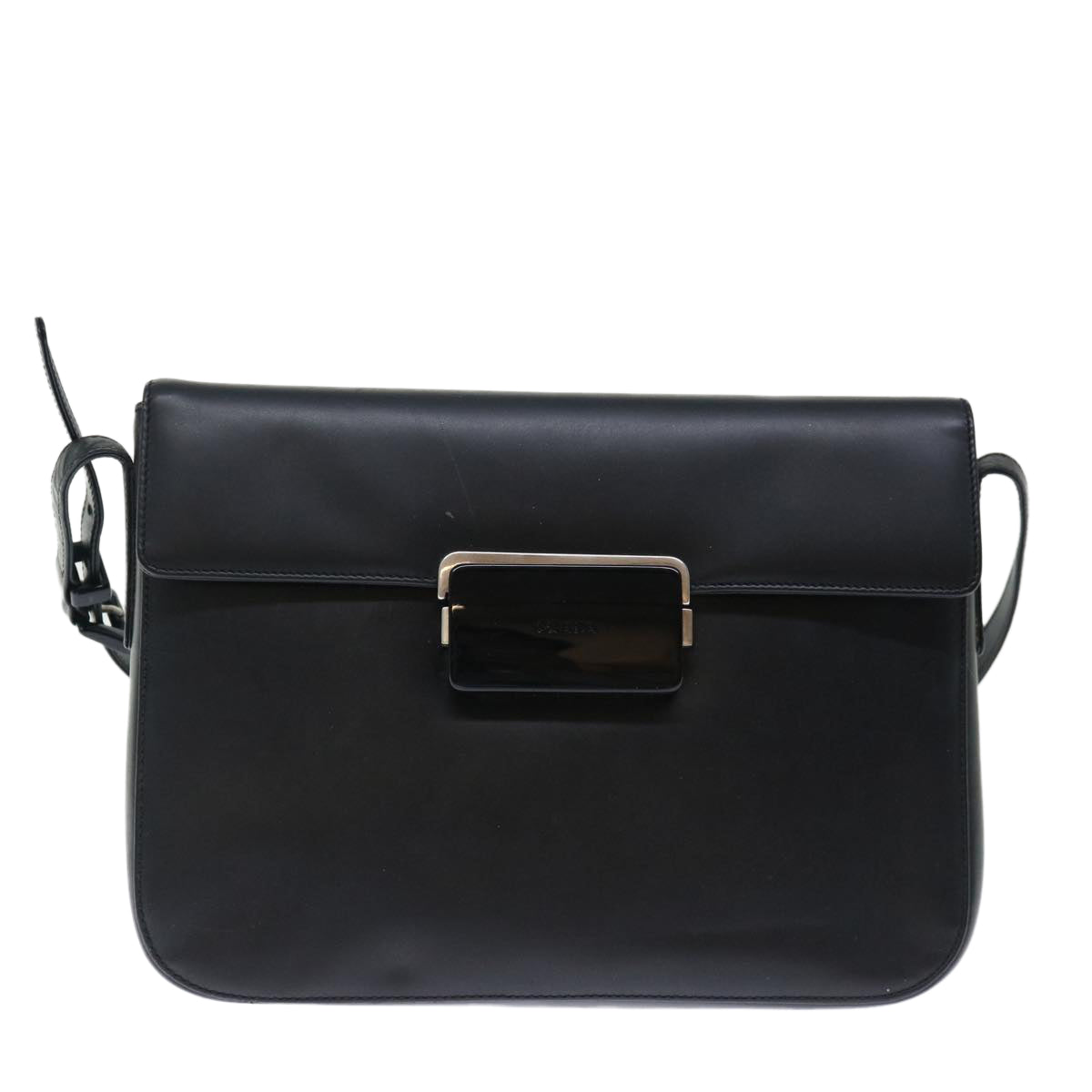 PRADA Shoulder Bag Leather Black Auth 72022