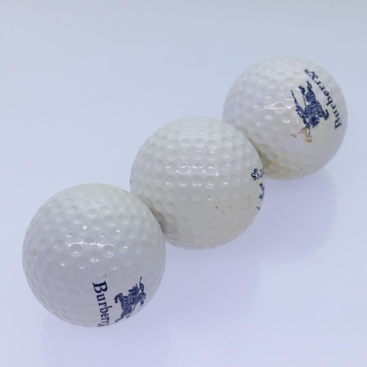 Burberrys Nova Check Golf Balls & Golf Ball Cases PVC Leather Beige Auth 72040