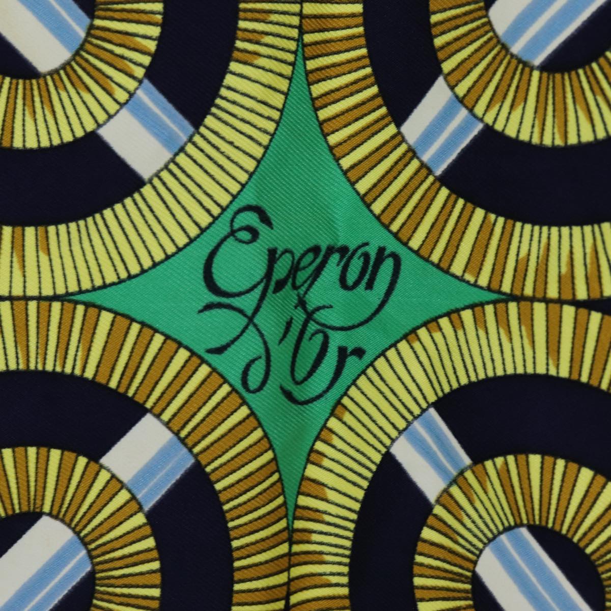 HERMES Carre 90 Eperon d'or Scarf Silk Navy Green Auth 72050