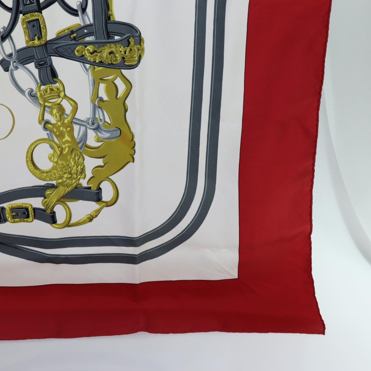 HERMES Carre 90 BEIDES de GALA Scarf Silk Red Auth 72053