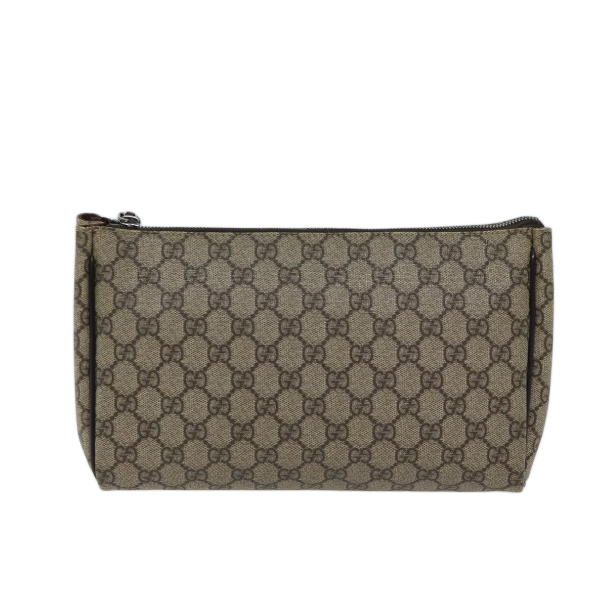 GUCCI GG Supreme Clutch Bag PVC Beige 130653 Auth 72091