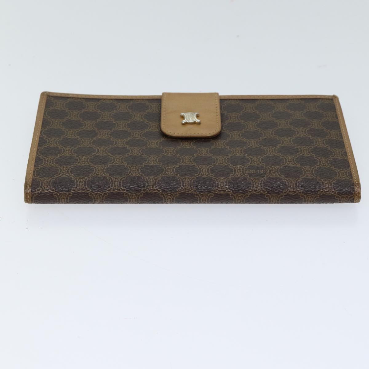 CELINE Macadam Canvas Long Wallet Leather Brown Auth 72095