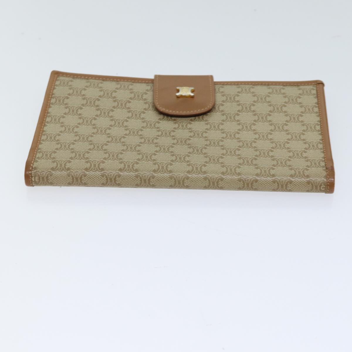 CELINE Macadam Canvas Long Wallet Coated Canvas Beige Auth 72096