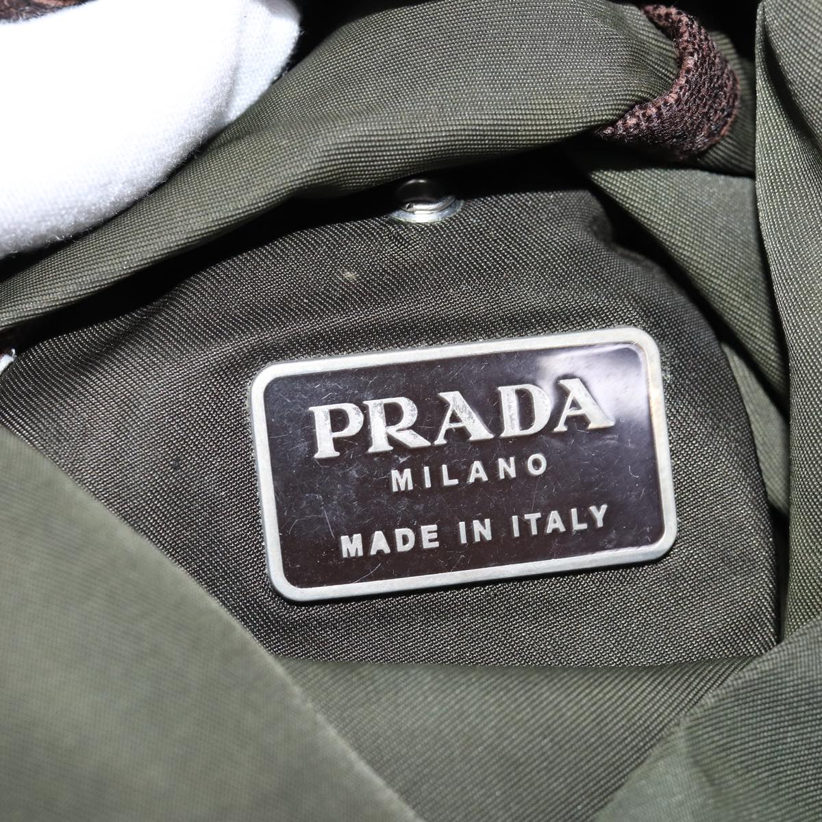 PRADA Shoulder Bag Nylon Khaki Auth 72120