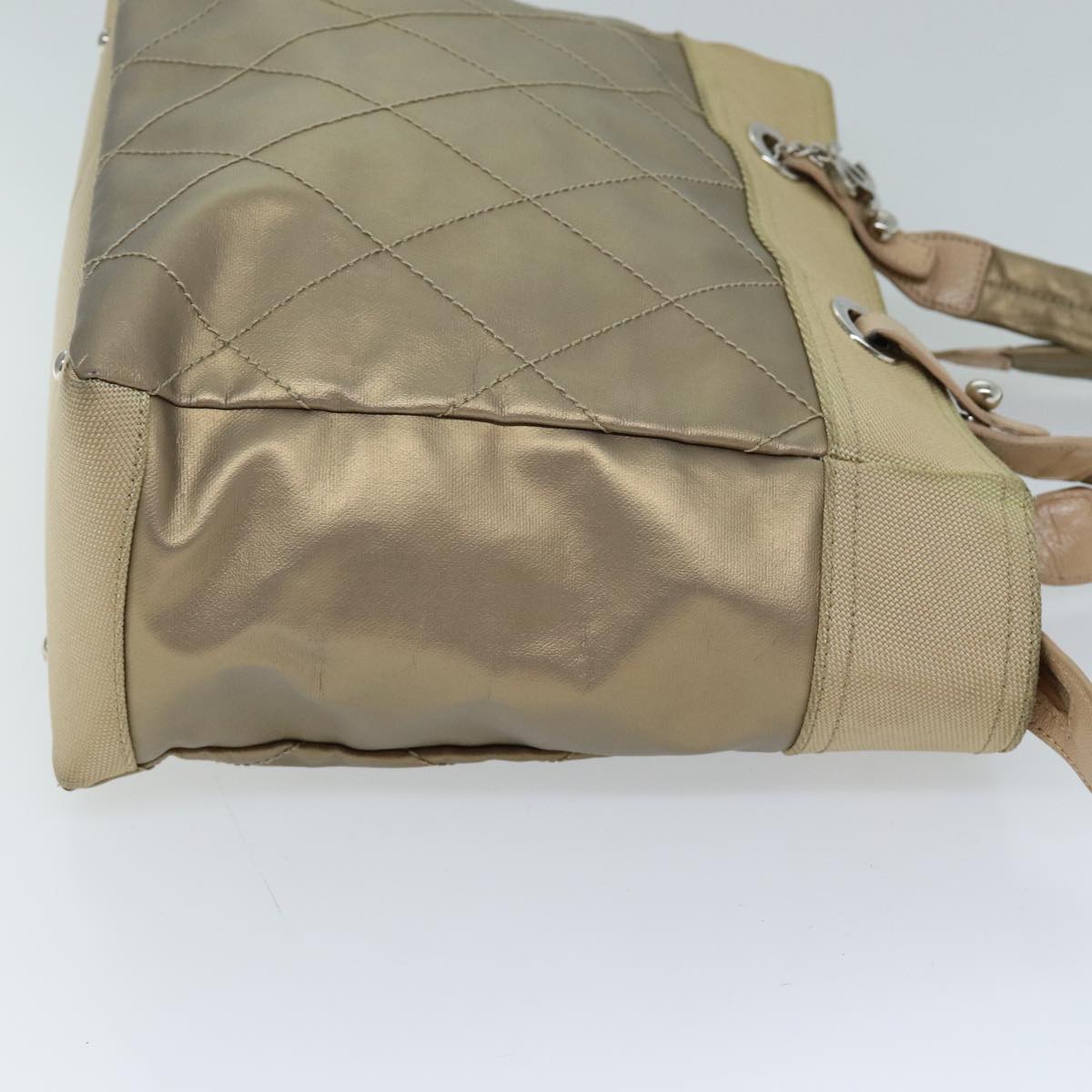 CHANEL Wild Stitch Tote Bag Leather Beige CC Auth 72149