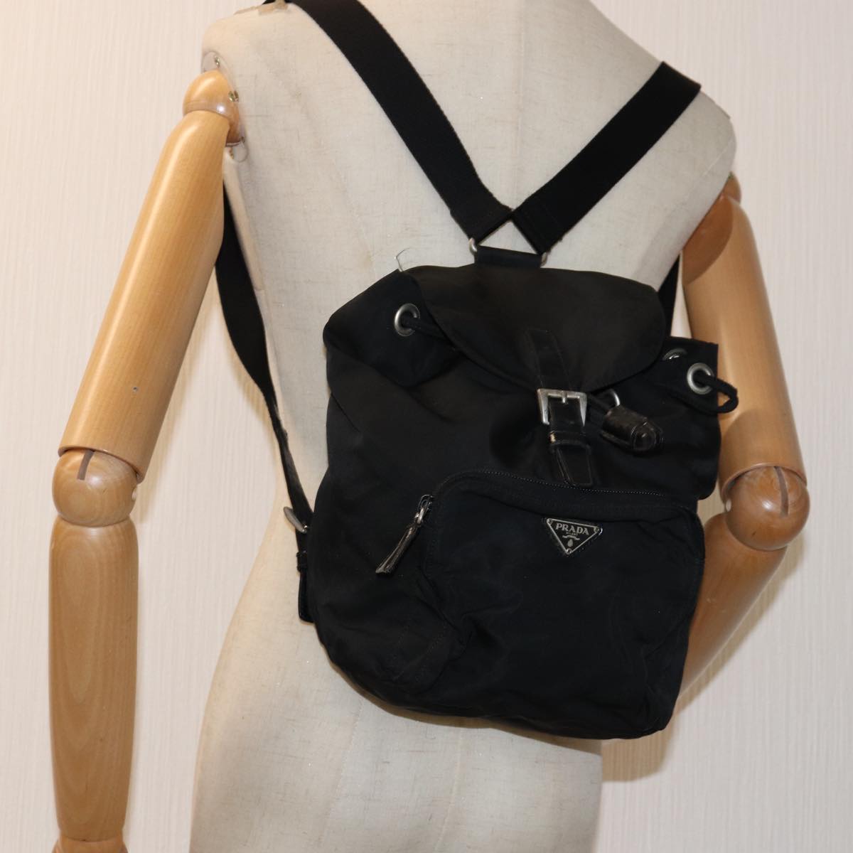 PRADA Backpack Nylon Black Auth 72159