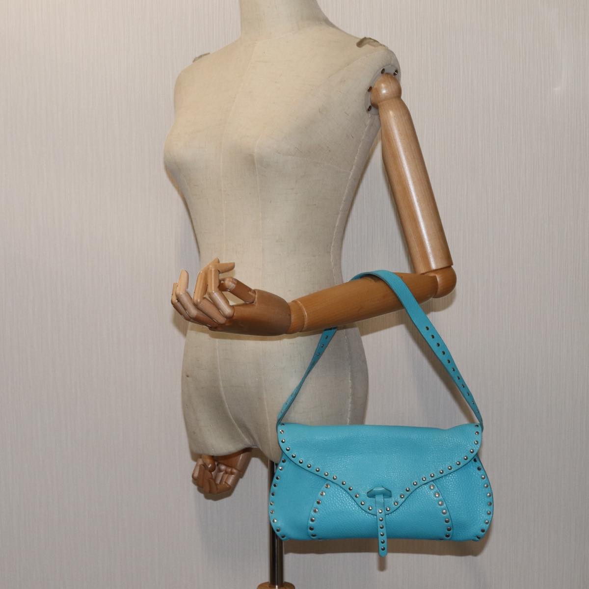 CELINE Shoulder Bag Light Blue Auth 72402