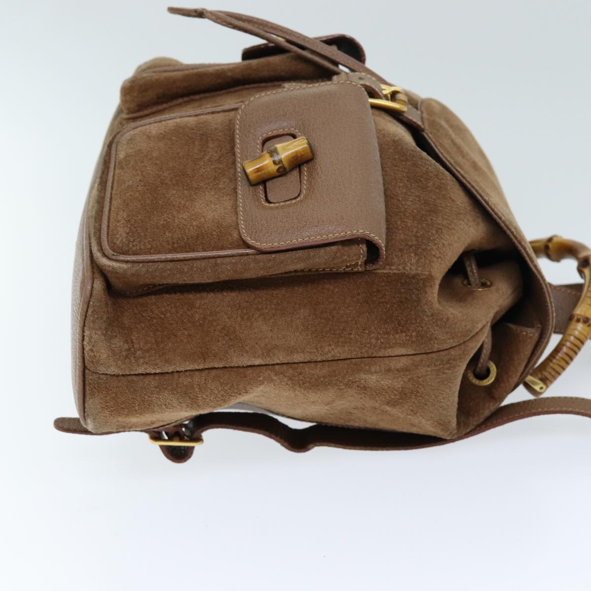 GUCCI Bamboo Backpack Suede Brown 003 2058 0016 Auth 72436