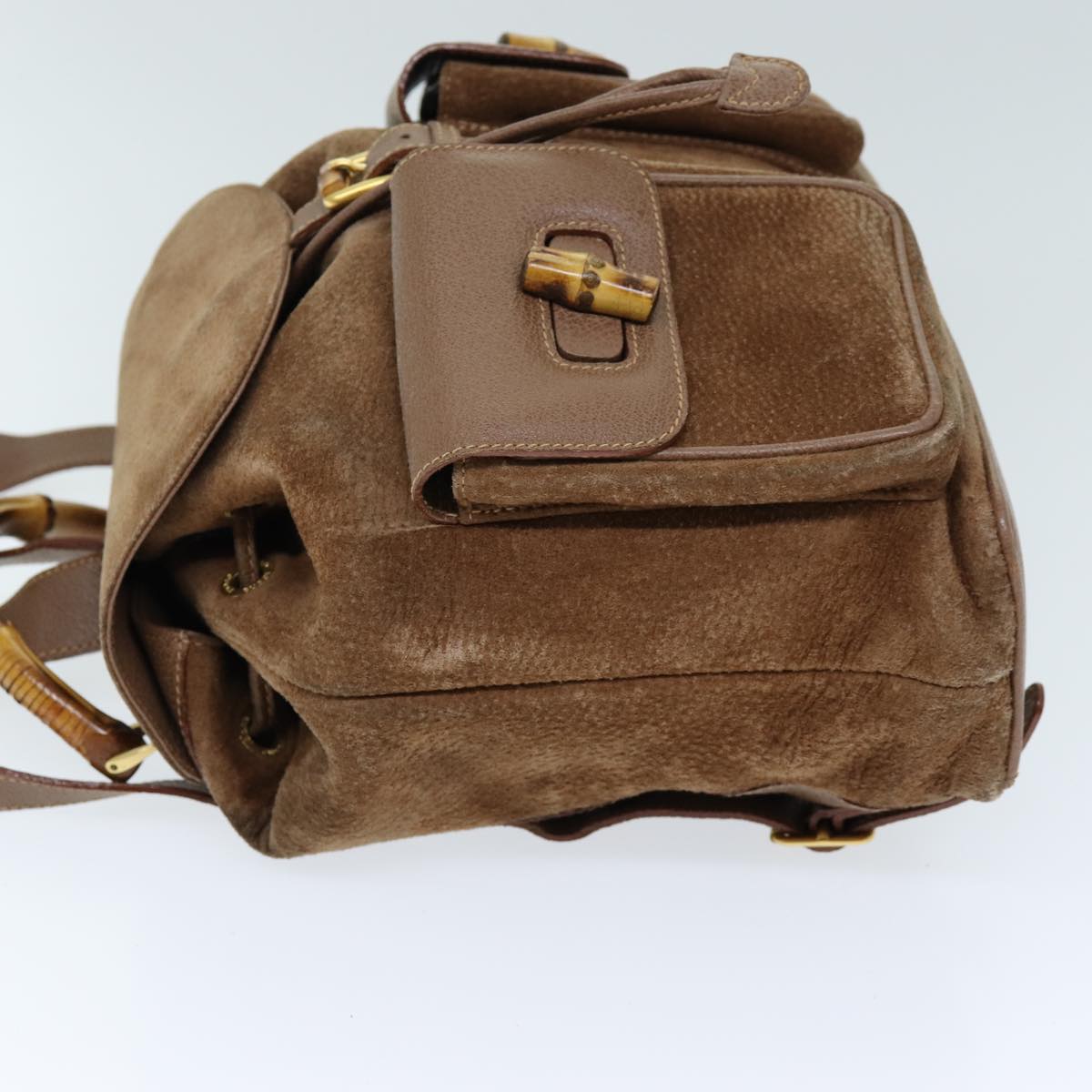 GUCCI Bamboo Backpack Suede Brown 003 2058 0016 Auth 72436