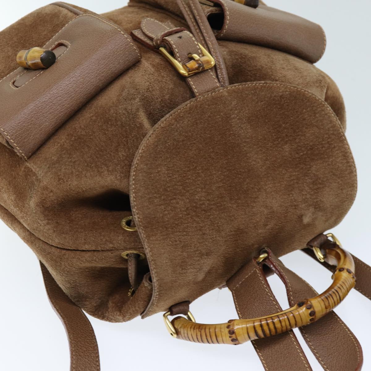 GUCCI Bamboo Backpack Suede Brown 003 2058 0016 Auth 72436