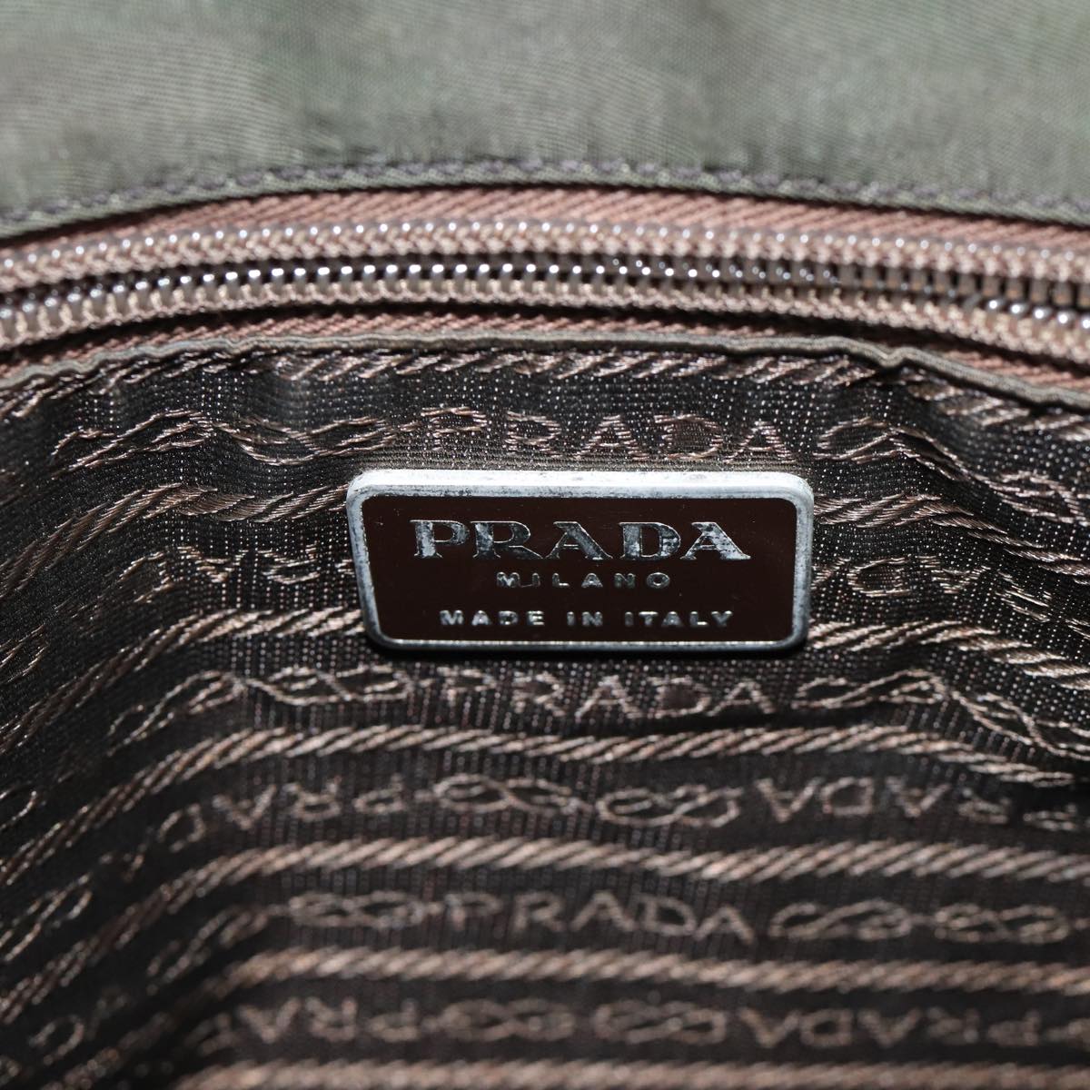 PRADA Shoulder Bag Nylon Khaki Auth 72482