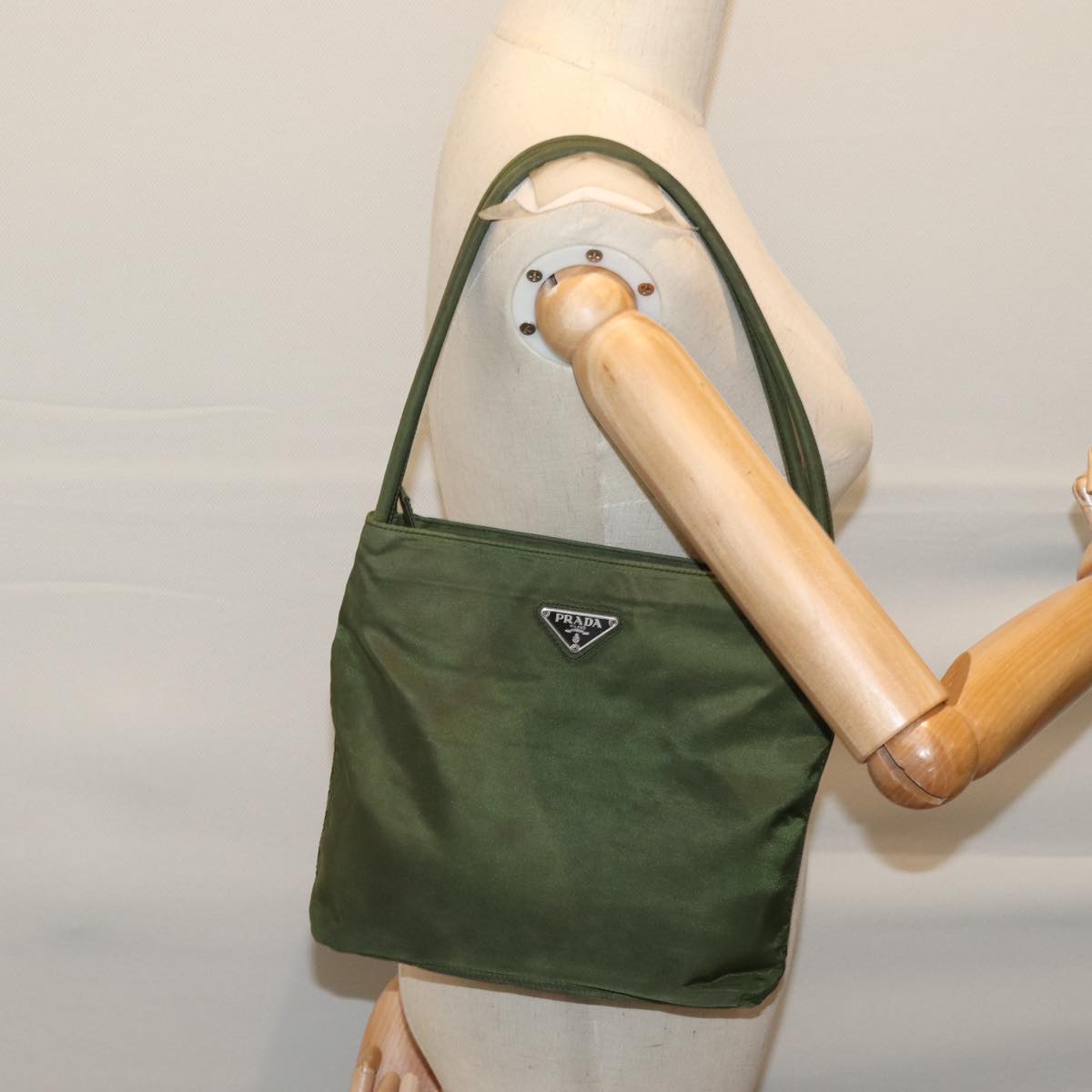 PRADA Shoulder Bag Nylon Khaki Auth 72482