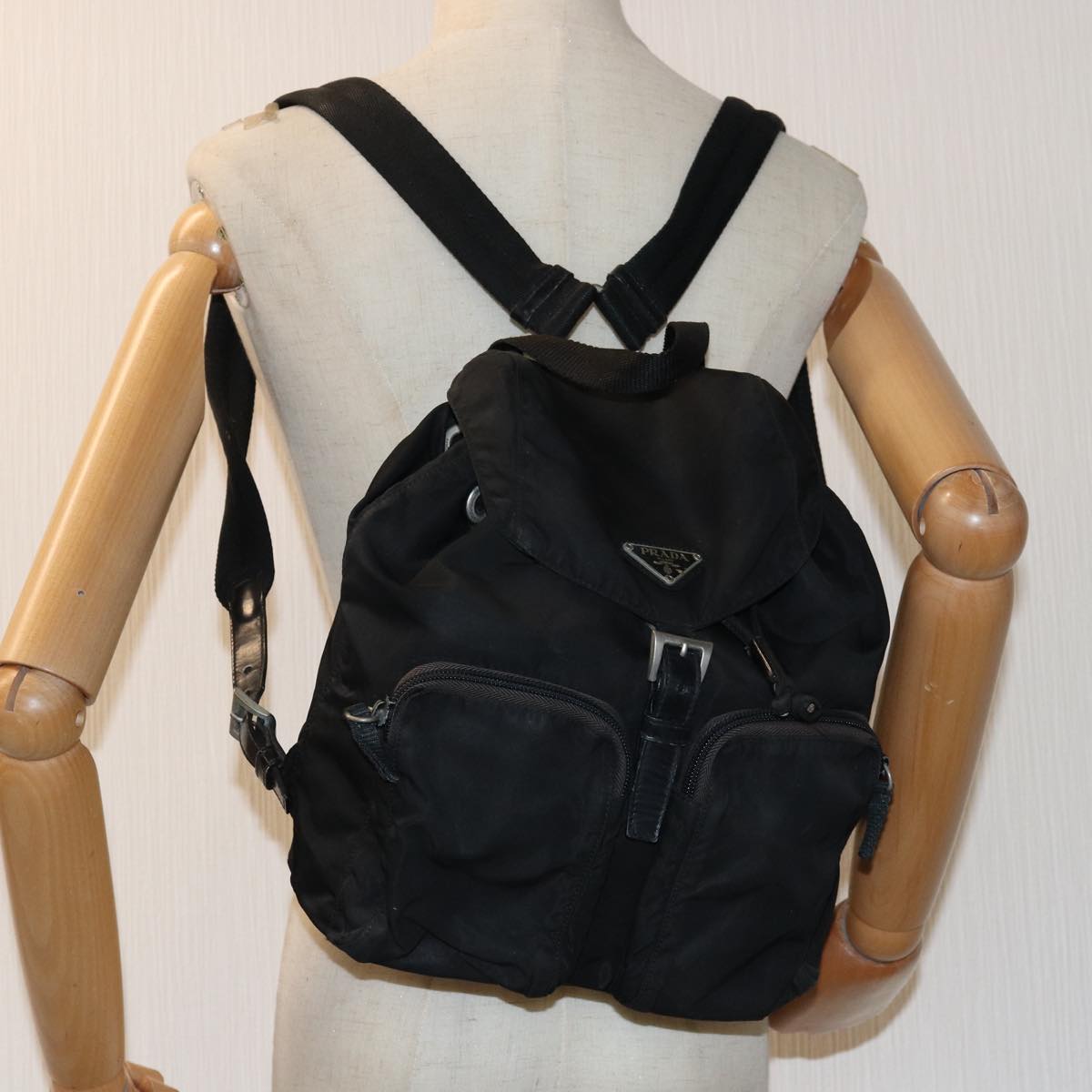 PRADA Backpack Nylon Black Auth 72491