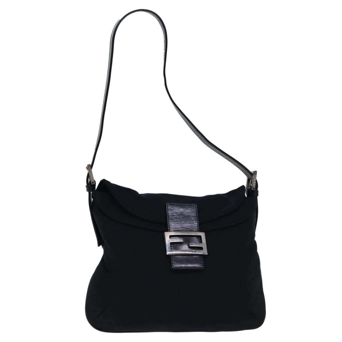 FENDI Mamma Baguette Shoulder Bag Nylon Black Auth 72512