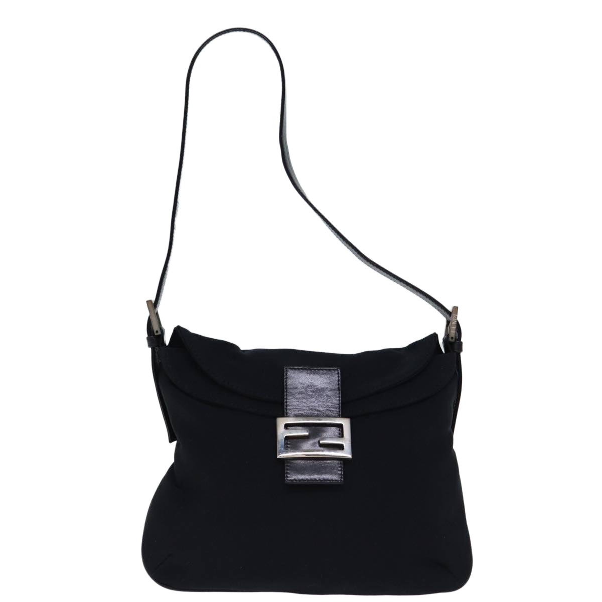 FENDI Mamma Baguette Shoulder Bag Nylon Black Auth 72512