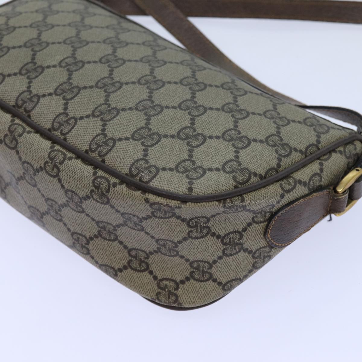 GUCCI GG Canvas Web Sherry Line Shoulder Bag PVC Beige Green Red Auth 72543