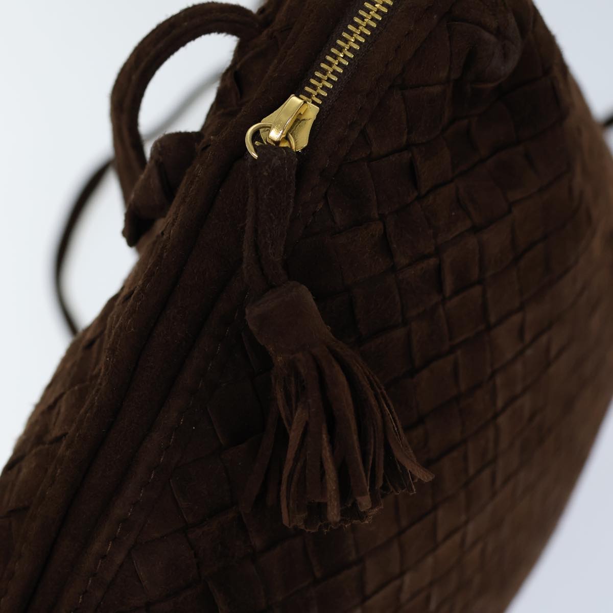 BOTTEGA VENETA INTRECCIATO Shoulder Bag Leather Vintage Brown Auth 72614