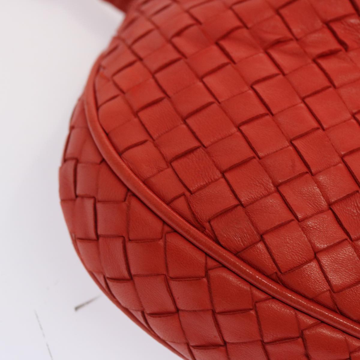 BOTTEGA VENETA INTRECCIATO Shoulder Bag Leather Red Auth 72619