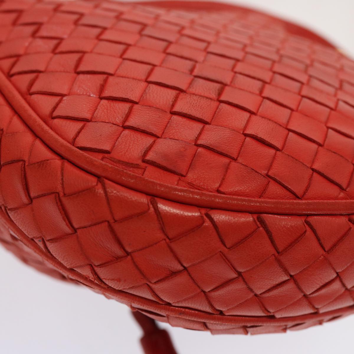 BOTTEGA VENETA INTRECCIATO Shoulder Bag Leather Red Auth 72619