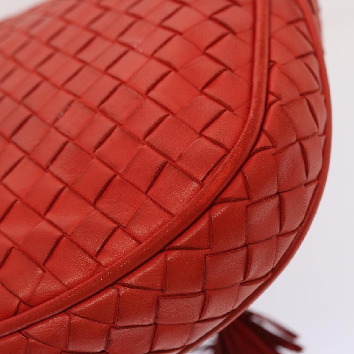 BOTTEGA VENETA INTRECCIATO Shoulder Bag Leather Red Auth 72619