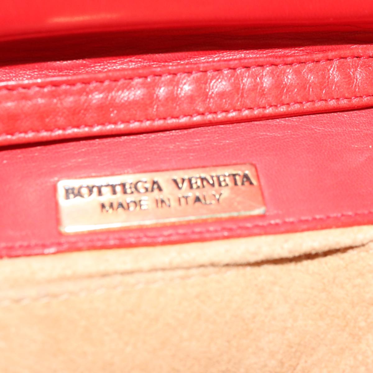 BOTTEGA VENETA INTRECCIATO Shoulder Bag Leather Red Auth 72619