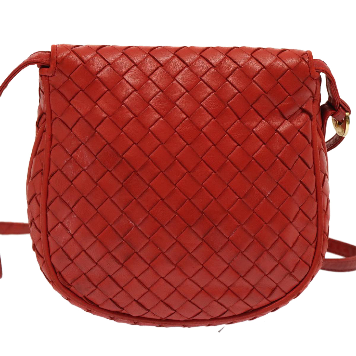 BOTTEGA VENETA INTRECCIATO Shoulder Bag Leather Red Auth 72619