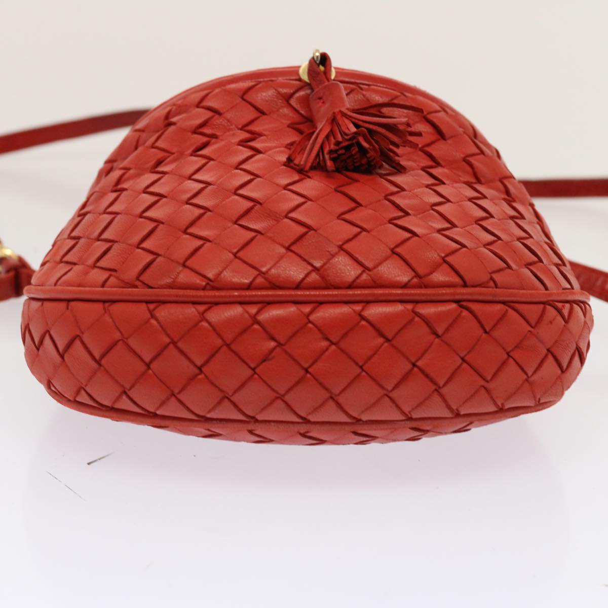 BOTTEGA VENETA INTRECCIATO Shoulder Bag Leather Red Auth 72619