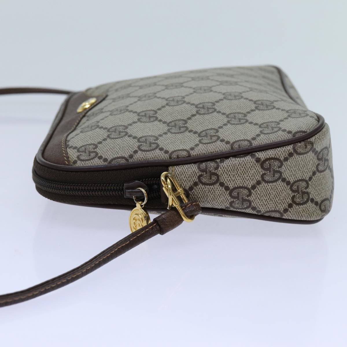 GUCCI GG Supreme Shoulder Bag PVC Beige 97 02 068 Auth 72620