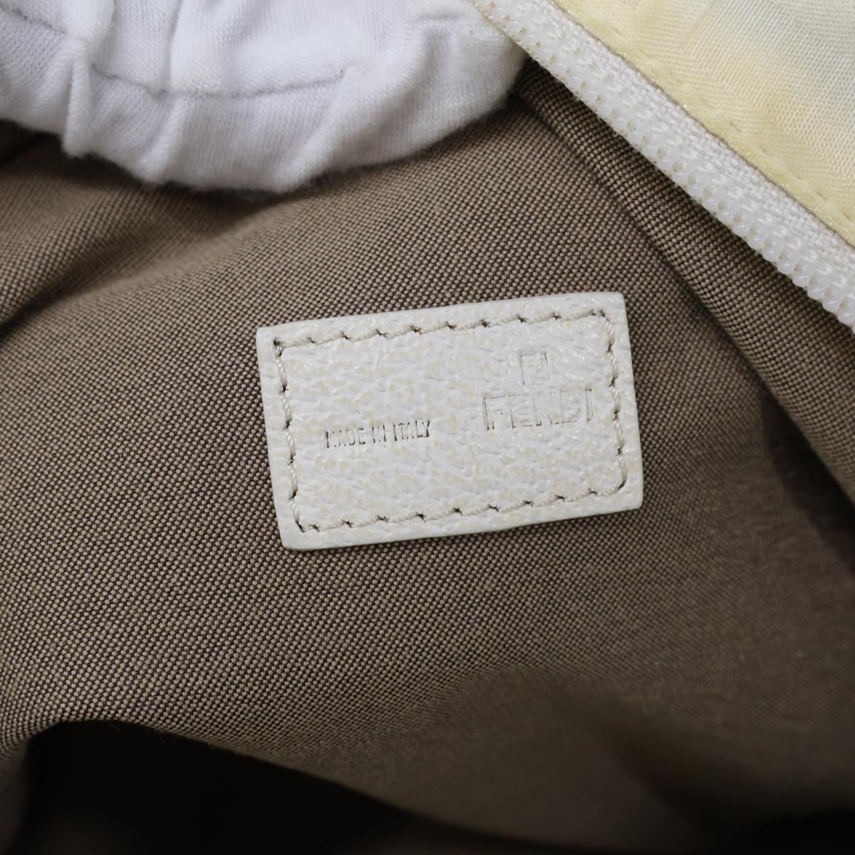 FENDI Zucca Canvas Hand Bag Nylon White Auth 72631