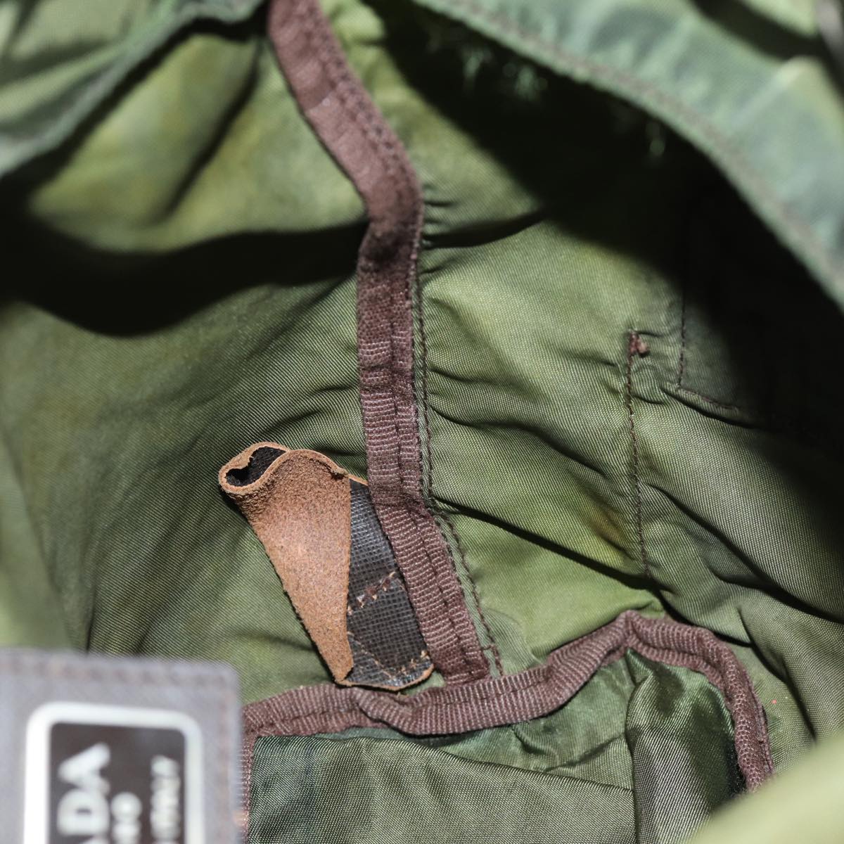 PRADA Backpack Nylon Khaki Auth 72632