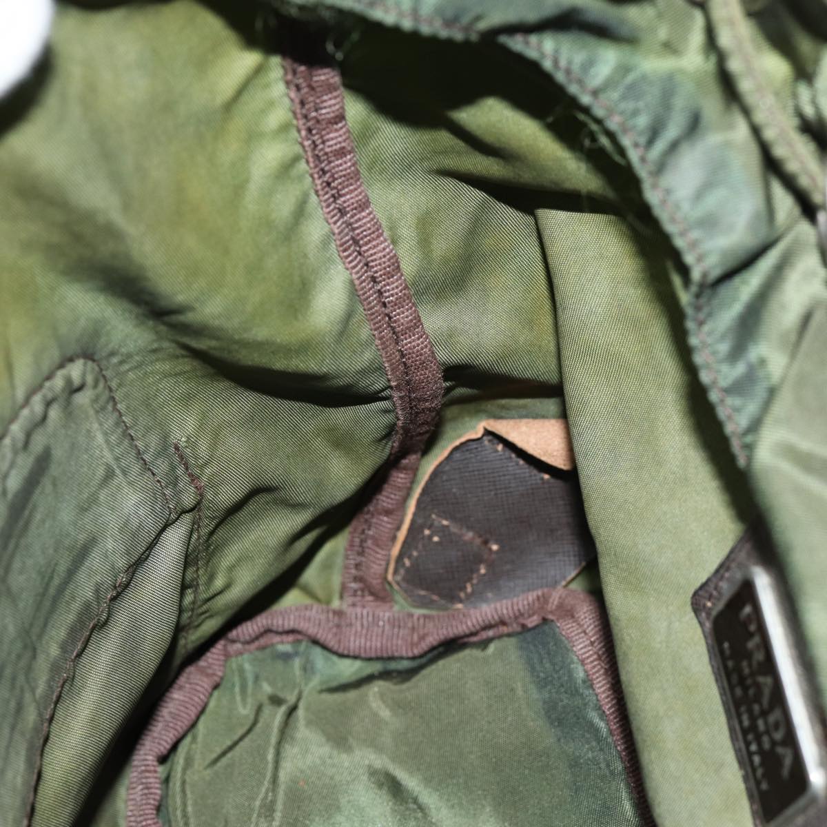 PRADA Backpack Nylon Khaki Auth 72632