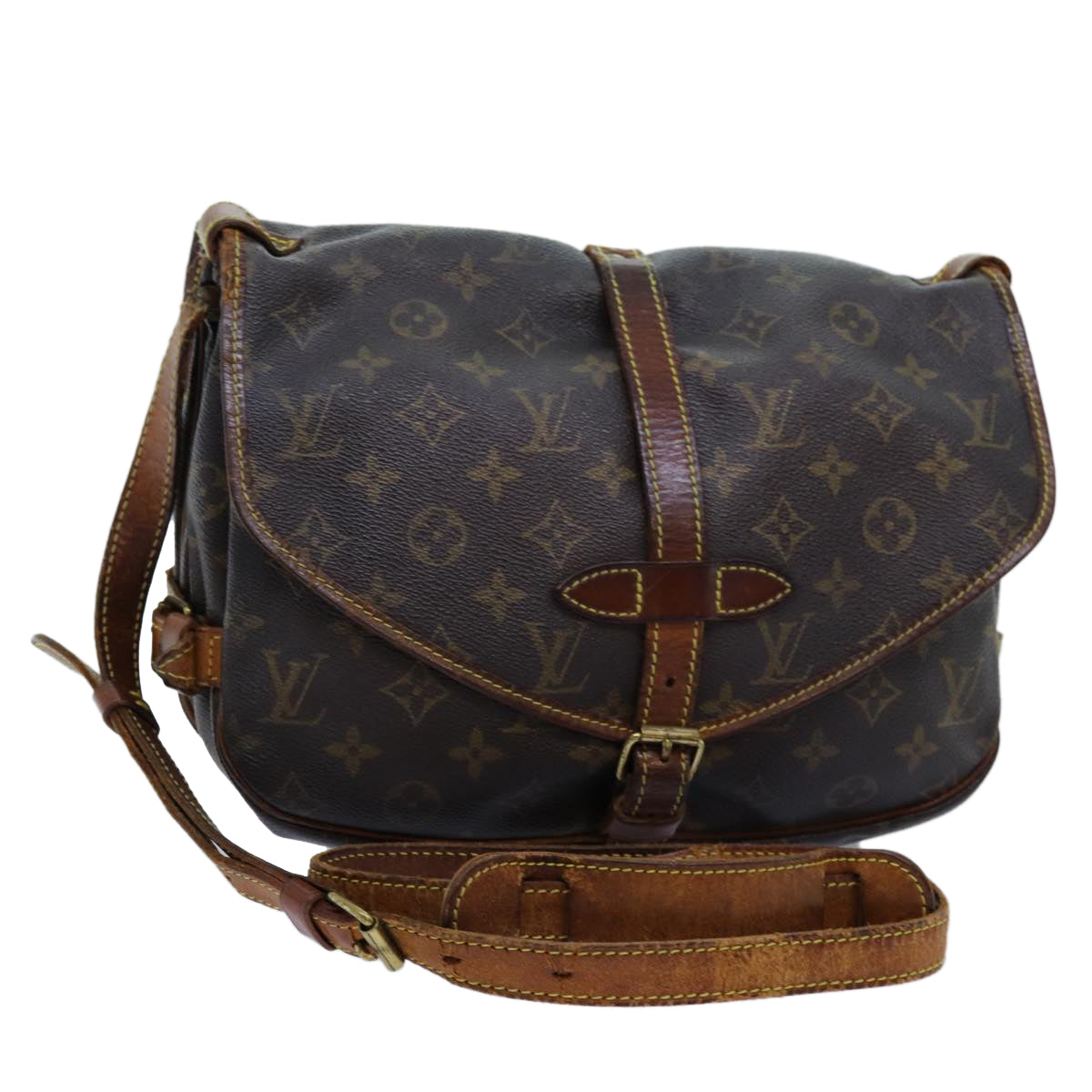 LOUIS VUITTON Monogram Saumur 30 Shoulder Bag M42256 LV Auth 72653