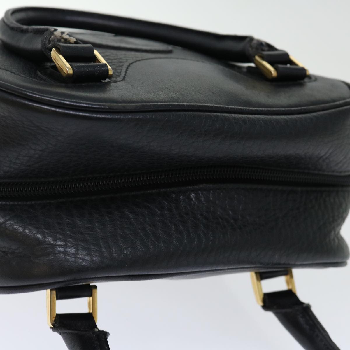 Burberrys Shoes case Hand Bag Leather Black Auth 72670