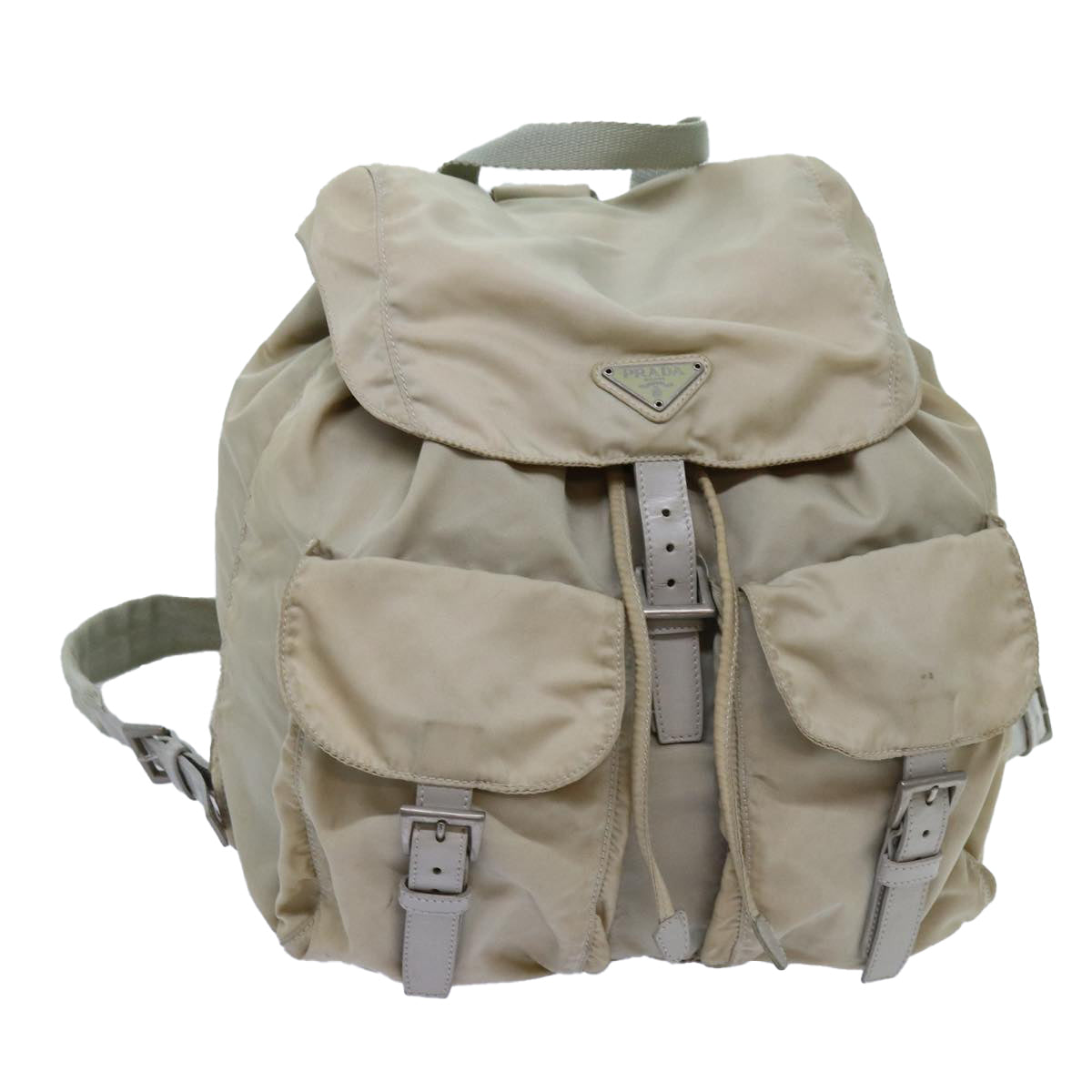 PRADA Backpack Nylon Beige Auth 72678