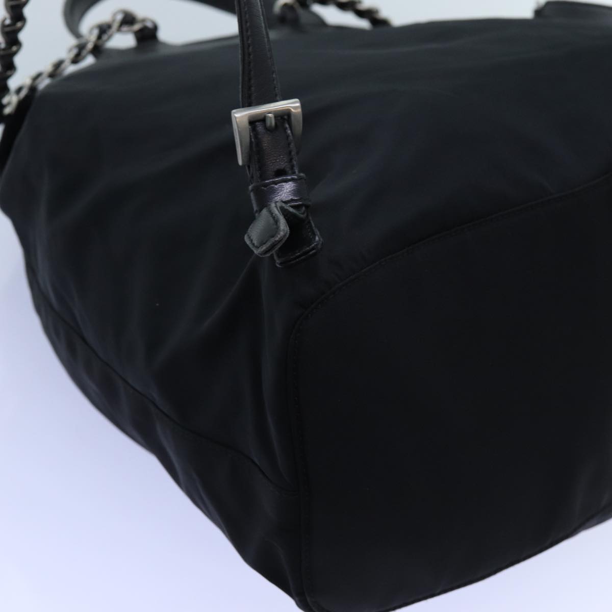 PRADA Chain Backpack Nylon Black Auth 72700