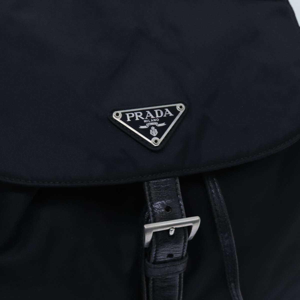 PRADA Chain Backpack Nylon Black Auth 72700