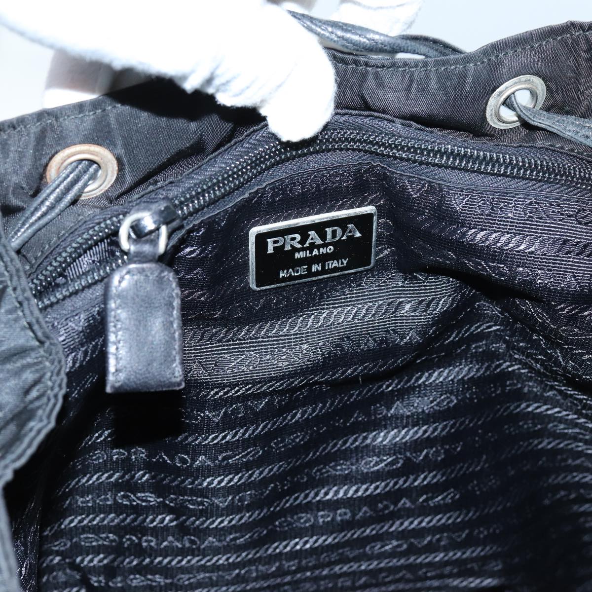 PRADA Chain Backpack Nylon Black Auth 72700