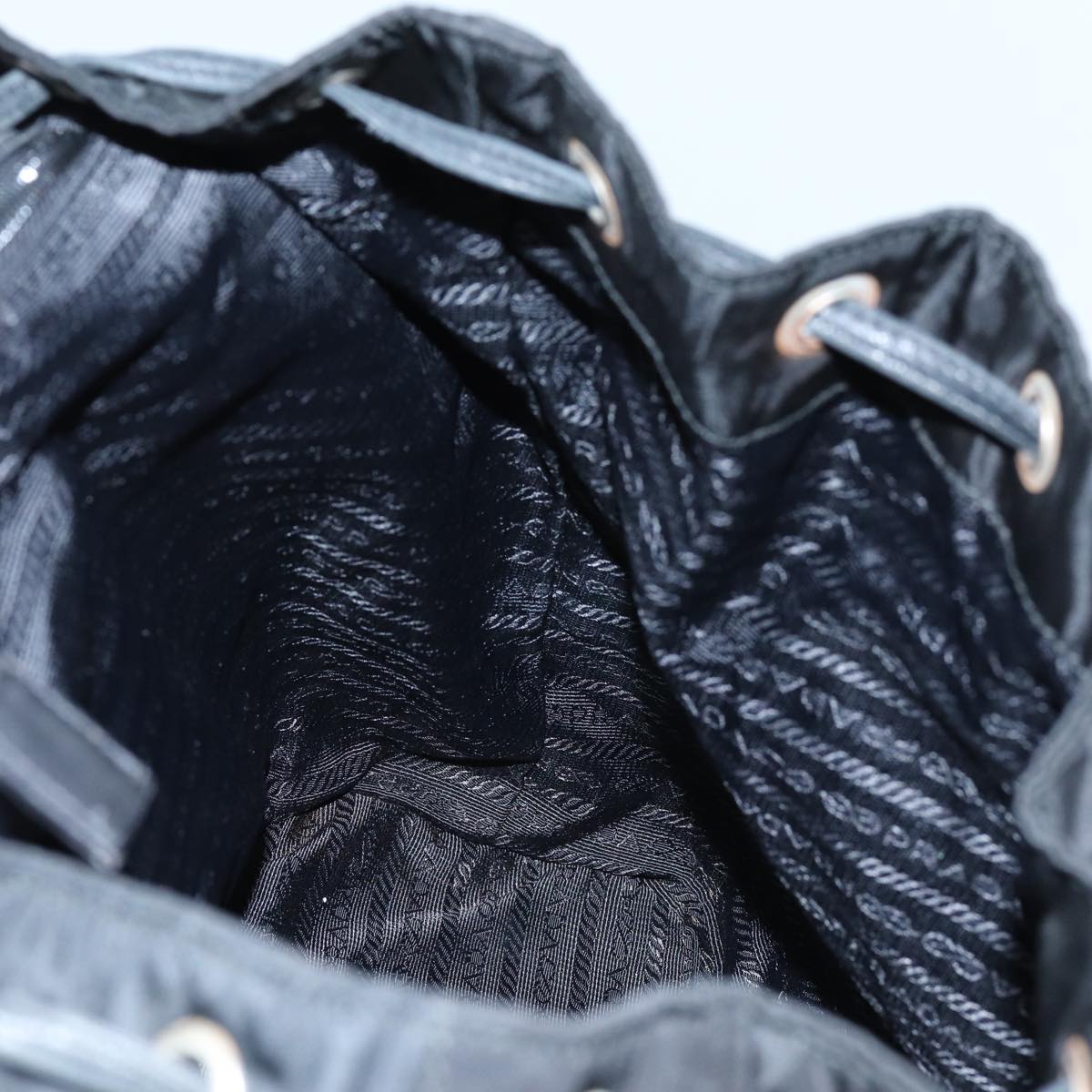 PRADA Chain Backpack Nylon Black Auth 72700