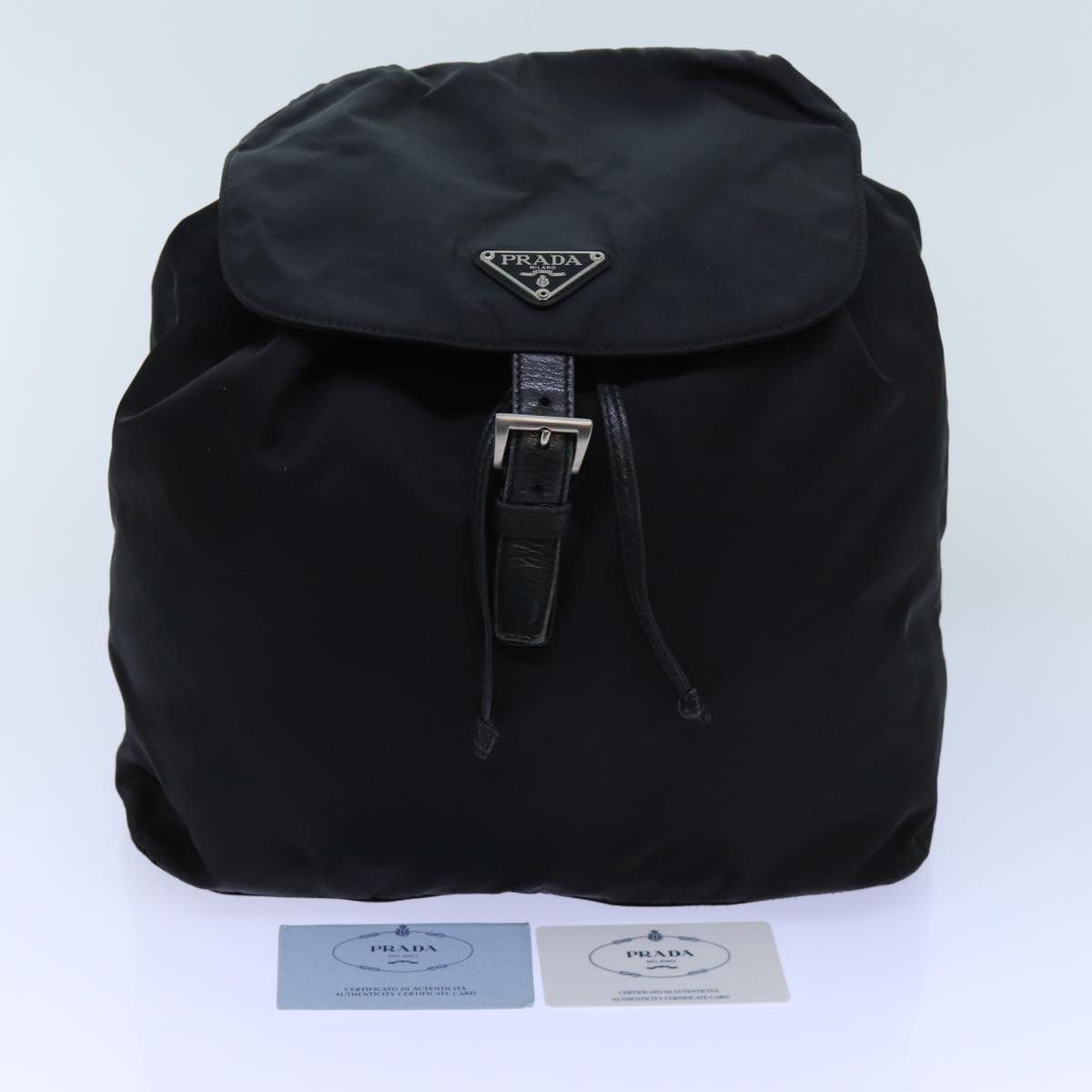 PRADA Chain Backpack Nylon Black Auth 72700