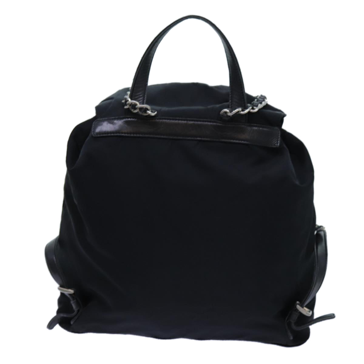 PRADA Chain Backpack Nylon Black Auth 72700